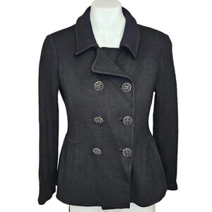 St. John Womens Wool Blend Peplum Double Breasted Jacket Black  Size 4